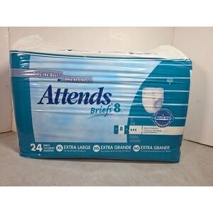 Vintage Attends Briefs 8 Perma Dry Plastic Backed 2 Tab 2002 adult diapers XL 24